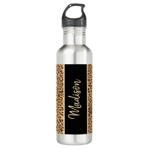 Modern Chic Leopard Print Black Personalized 710 Ml Water Bottle