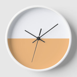 Modern Chic Light Peach Orange White Colour Block Clock
