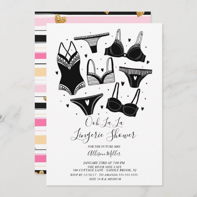 Modern Chic Lingerie Bridal Shower Invitation (Front/Back)