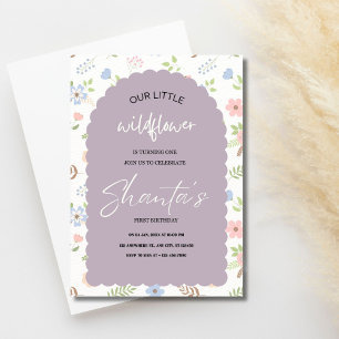 Modern chic little wildflower 1st birthday invitation