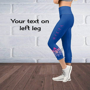 Modern chic lotus flower personalised text capri leggings