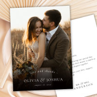 Modern Chic Love and Thanks Single Photo Wedding