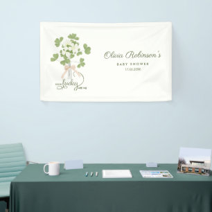 Modern Chic Lucky Shamrock with Bow baby shower Banner