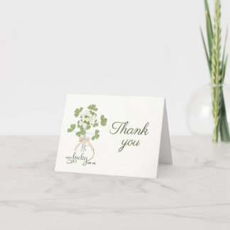 Modern Chic Lucky Shamrock with Bow baby shower Thank You Card