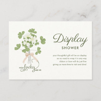 Modern Chic Lucky Shamrock with Bow display shower Enclosure Card