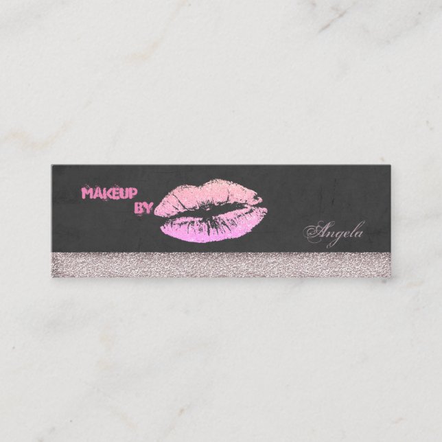 Modern Chic  Luxury Glittery-Lips Mini Business Card (Front)