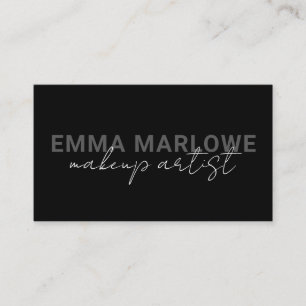 Modern Chic Makeup Artist Black Business Card