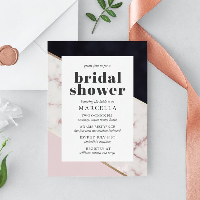 Modern Chic Marble Bridal Shower Invitation (Creator Uploaded)