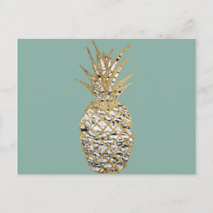 Modern Chic Marble Gold Pineapple Fruit Postcard