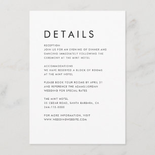 Modern Chic Minimal Details Wedding Enclosure Card