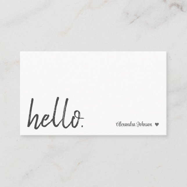 Modern Chic Minimal Hello Heart Clean Simple Business Card (Front)