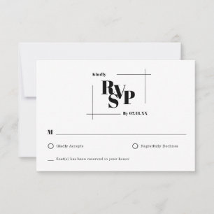 Modern Chic Minimal Monogram Wedding Response Card