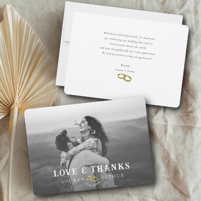 Modern Chic Minimal Personalised Photo Wedding Thank You Card (Creator Uploaded)
