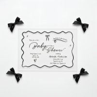 Modern Chic Minimalist Black White Bow Baby Shower