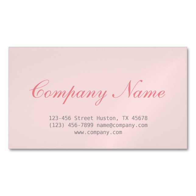 Modern Chic Minimalist Cosmetologist blush pink Magnetic Business Card (Front)