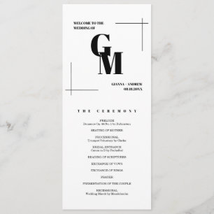 Modern Chic Minimalist Monogram QR Code Wedding Programme