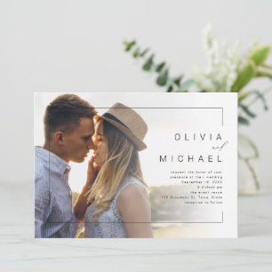 Modern chic minimalist photo wedding invitation