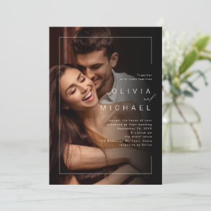 Modern chic minimalist photo wedding invitation