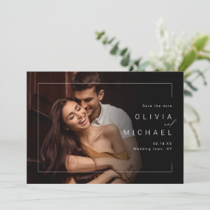 Modern chic minimalist photo wedding save the date