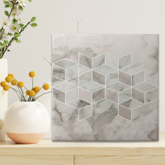 modern chic minimalist white marble geometric tile (modern chic minimalist white marble geometric ceramic tile)