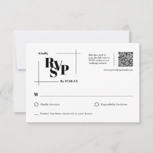 Modern Chic Monogram Minimal Wedding RSVP Postcard