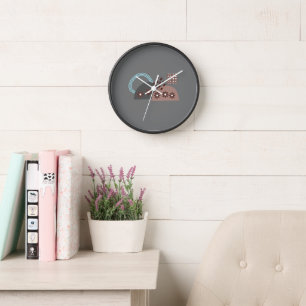 Modern Chic Monogram Round Boho Clock