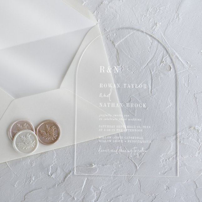 Modern Chic Monogram White Arch Rustic Wedding Acrylic Invitations (Modern Chic Monogram White Arch Rustic Wedding Acrylic Invitations)