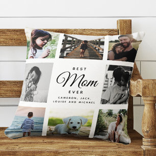 Modern Chic Mother's Day Mum Family Photo Collage Cushion