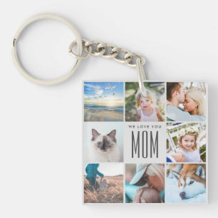 Modern Chic Mother's Day Mum Family Photo Collage Key Ring