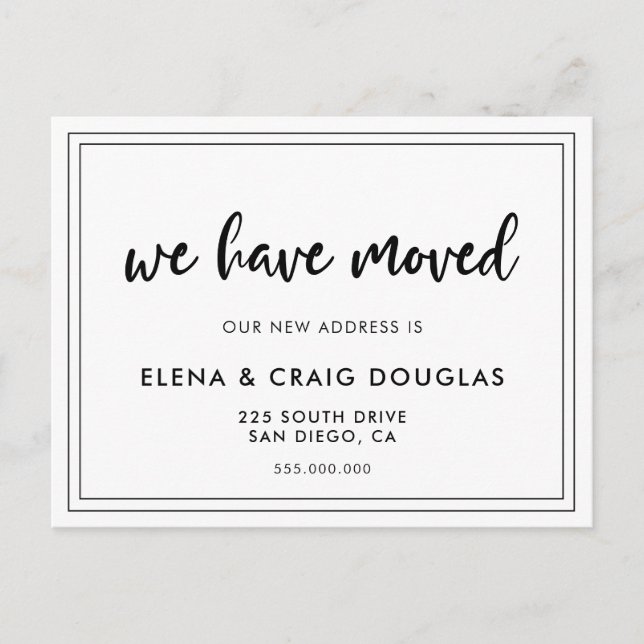 Modern chic moving announcement postcard (Front)