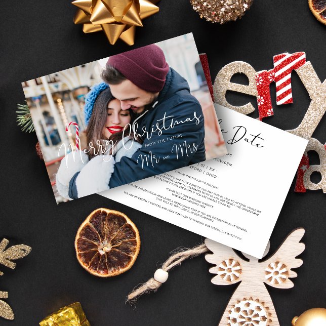 Modern Chic Mr & Mrs Christmas Couple Wedding (Modern Elegant Mr & Mrs Christmas Couple Wedding Save the Date.)