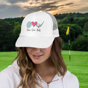Modern Chic Mum Peace Love Golf Woman Golfer Trucker Hat