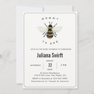 Modern Chic Mummy To Bee Baby Shower Invitation 