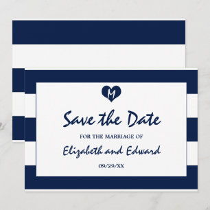 Modern Chic Navy and White Wedding Save The Date