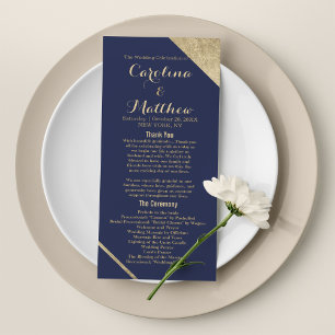 Modern chic navy blue faux gold glam Program Programme