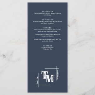 Modern Chic Navy Blue Minimal Wedding Thank You Menu