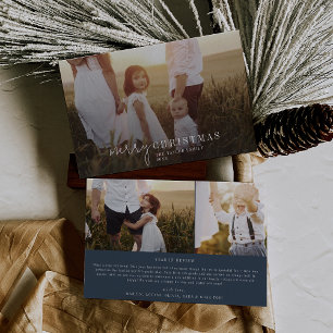 Modern Chic Navy Blue Photo Overlay Christmas News Holiday Card