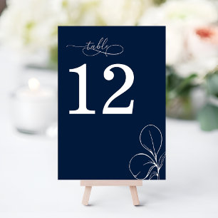 Modern Chic Navy Blue Wedding Table Number