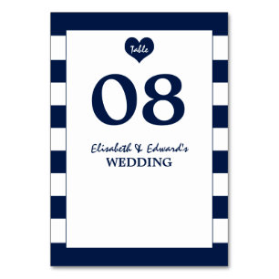 Modern Chic Navy Blue & White Wedding Table Number