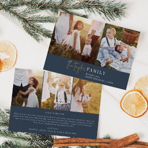 Modern Chic Navy Foil Family Photo Collage News