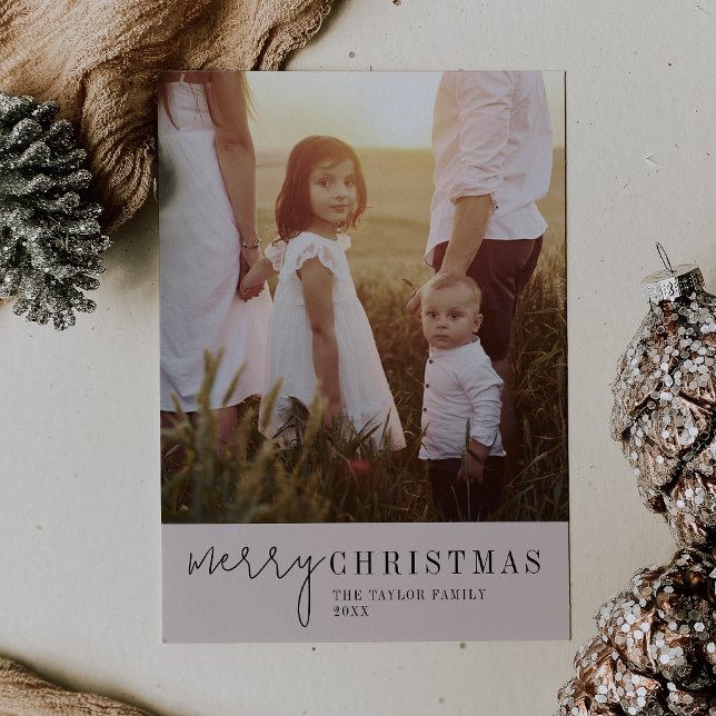 Modern Chic | Neutral Merry Christmas Photo Holiday Card (Creator Uploaded)