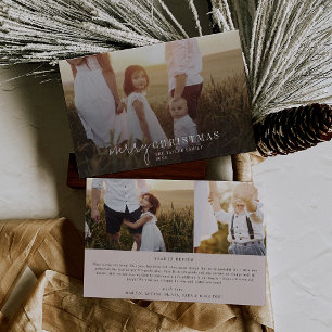 Modern Chic Neutral Photo Overlay Family News Holiday Card