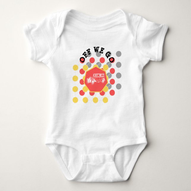 Modern Chic Off We Go Boys  Baby Bodysuit (Front)