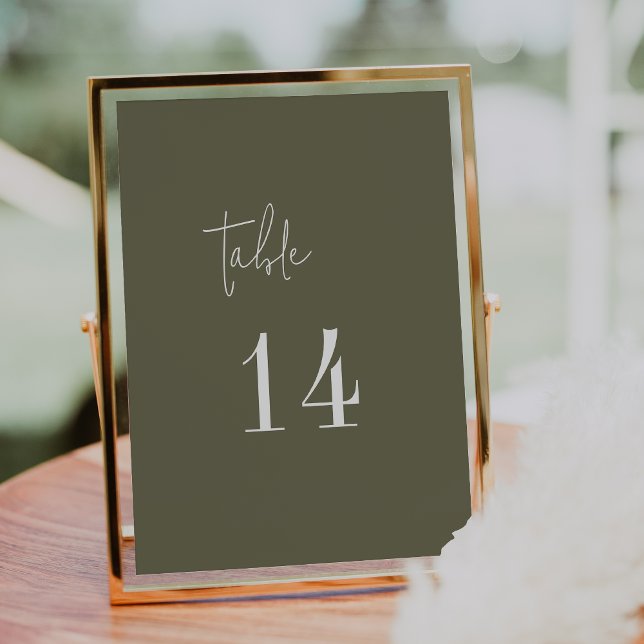 Modern Chic Olive Green 5x7" Table Numbers (Creator Uploaded)