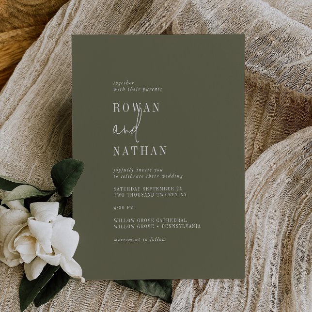 Modern Chic Olive Green Casual Wedding Invitation (Creator Uploaded)