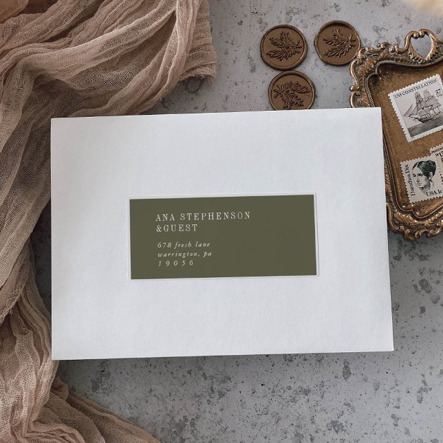 Modern Chic Olive Green Guest Address Labels (Creator Uploaded)