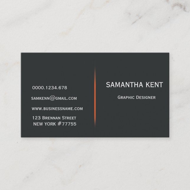 Modern chic orange and black business card (Front)