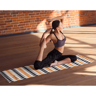 Modern Chic Orange Black Design Monogram Exercise Yoga Mat