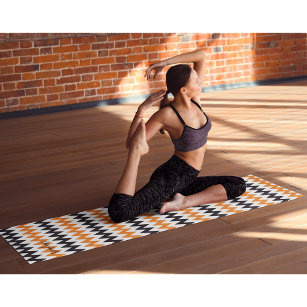 Modern Chic Orange Black Design Monogram Exercise Yoga Mat