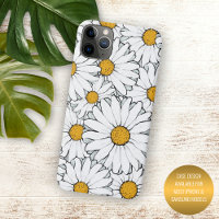 Modern Chic Ornate Daisy Floral Pattern Watercolor